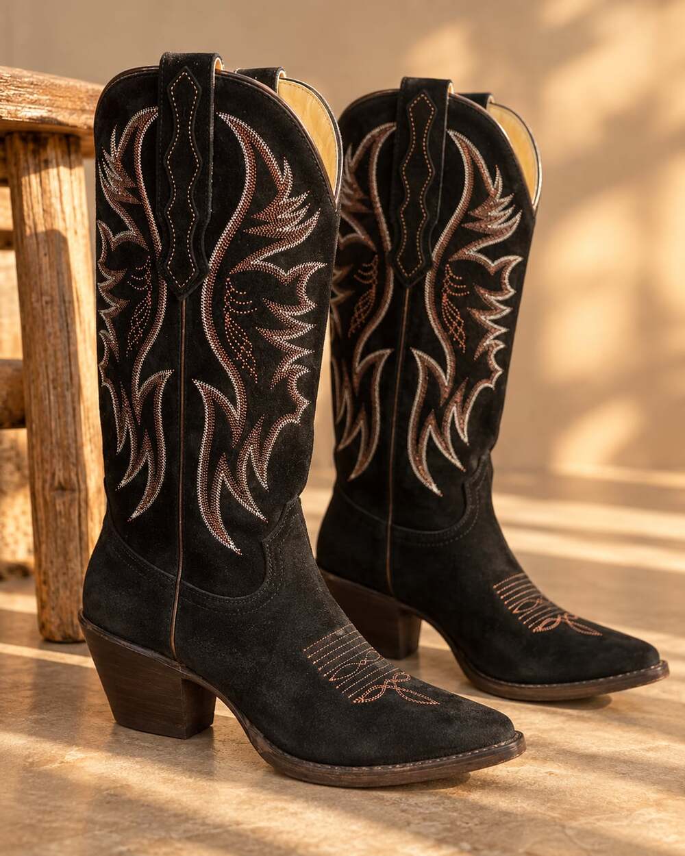 Idyllwind Miranda Lambert Black Suede Cowboy Boots 8B Western Embroidered